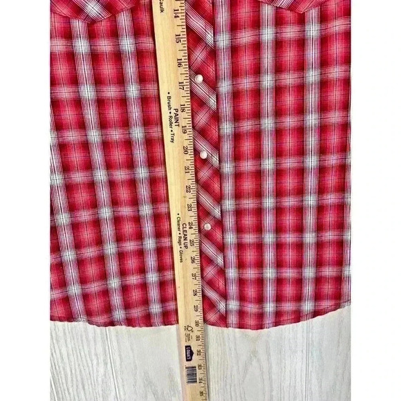 Wrangler Men’s Large Pearl Snap Red Plaid Short Sleeve Western Rodeo Cowboy VGUC - Picture 5 of 7